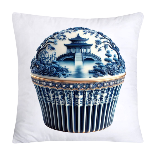 Blue Willow Chinoiserie Cupcake Throw Pillow Covers 18X18-141