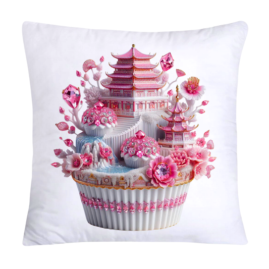 Pink Willow Chinoiserie Decorative Cupcake Throw Pillow Cover 18x18-2436
