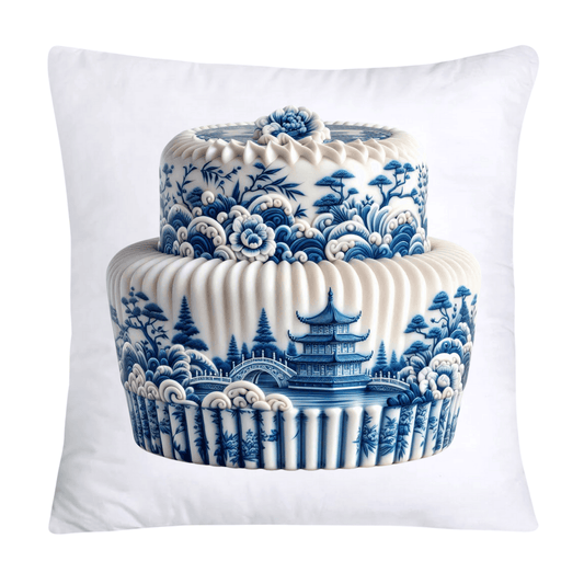 Blue Willow Chinoiserie Cupcake Throw Pillow Covers 18X18-3508