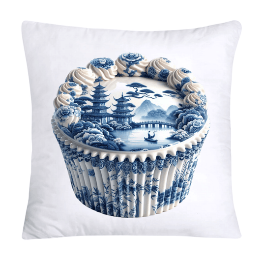 Blue Willow Chinoiserie Cupcake Throw Pillow Covers 18X18-3490