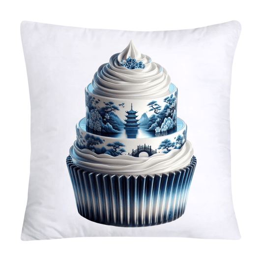 Blue Willow Chinoiserie Cupcake Throw Pillow Covers 18X18-19
