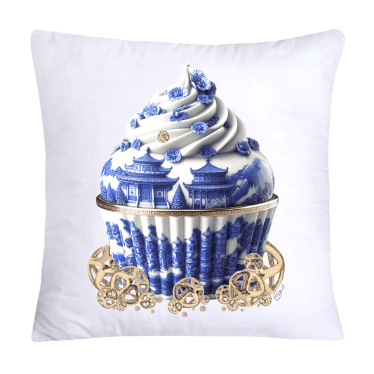 Blue Willow Chinoiserie Cupcake Throw Pillow Covers 18X18-37