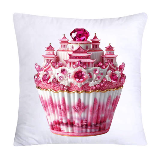 Pink Willow Chinoiserie Decorative Cupcake Throw Pillow Cover 18x18-2427