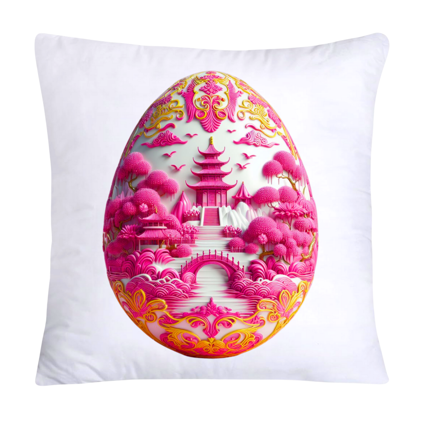 18x18 Pink and White Willow Egg Vintage Inspired-1031