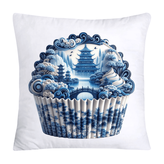 Blue Willow Chinoiserie Cupcake Throw Pillow Covers 18X18-221