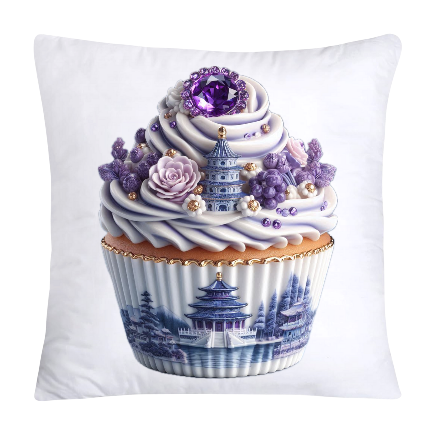 18x18 Purple Willow Whimsical Cupcake Pillow Covers-539