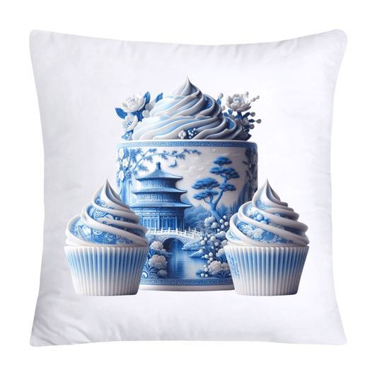 Blue Willow Chinoiserie Cupcake Throw Pillow Covers 18X18-222
