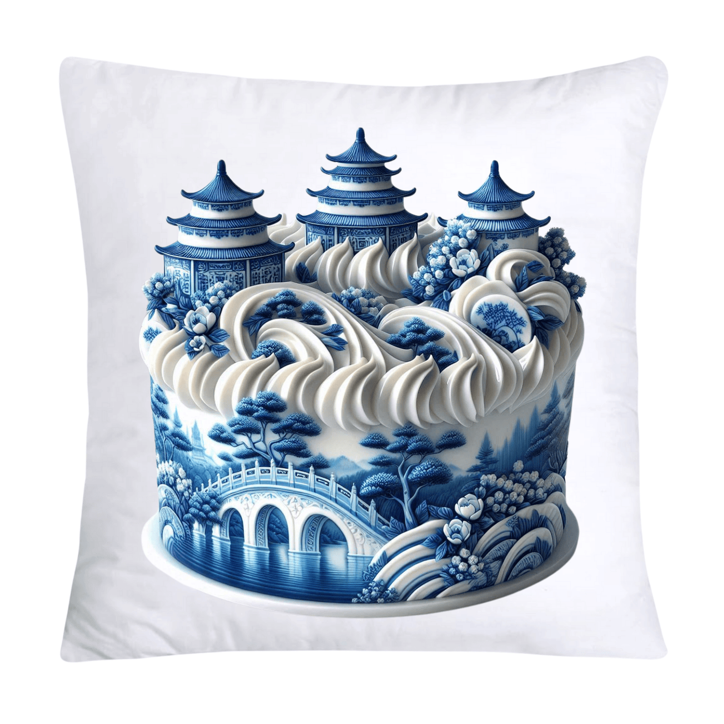 Blue Willow Sweet Cake 18x18 Pillow Covers-4890