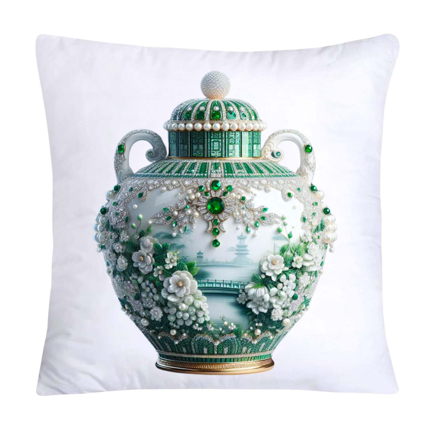 Green Willow Vase Classic Flare Throw Pillow Covers-2473