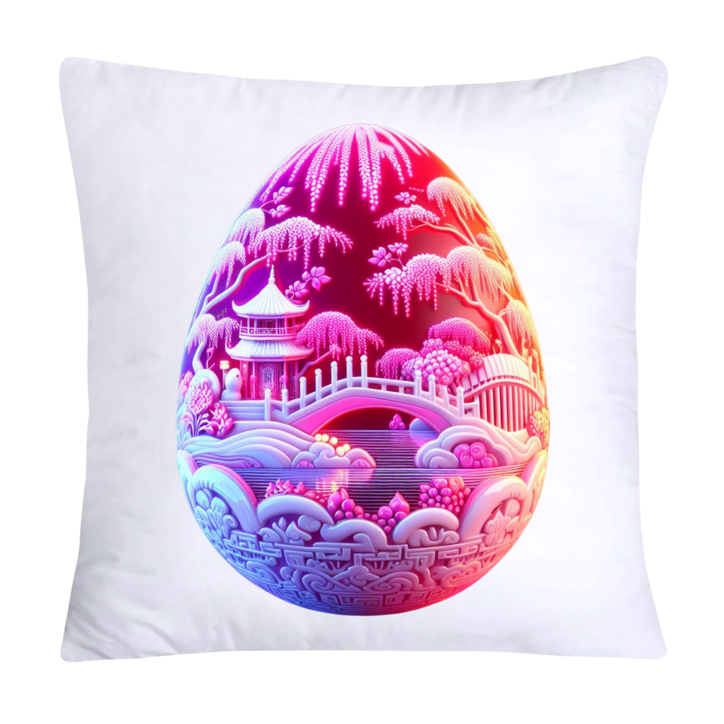 18x18 Pink and White Willow Egg Vintage Inspired-1021