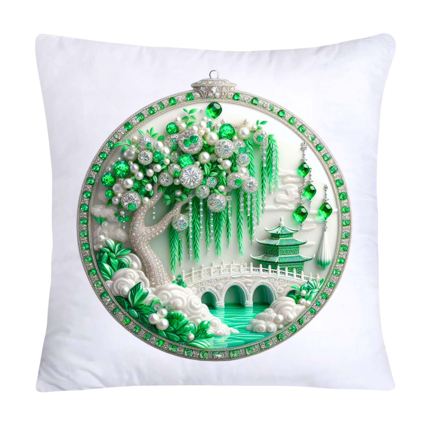 Green Willow Stunning Ornament Throw Pillow Covers-6094