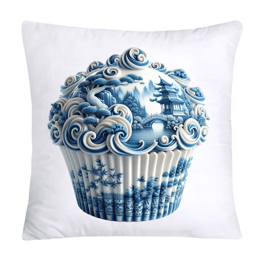 Blue Willow Chinoiserie Cupcake Throw Pillow Covers 18X18-1113