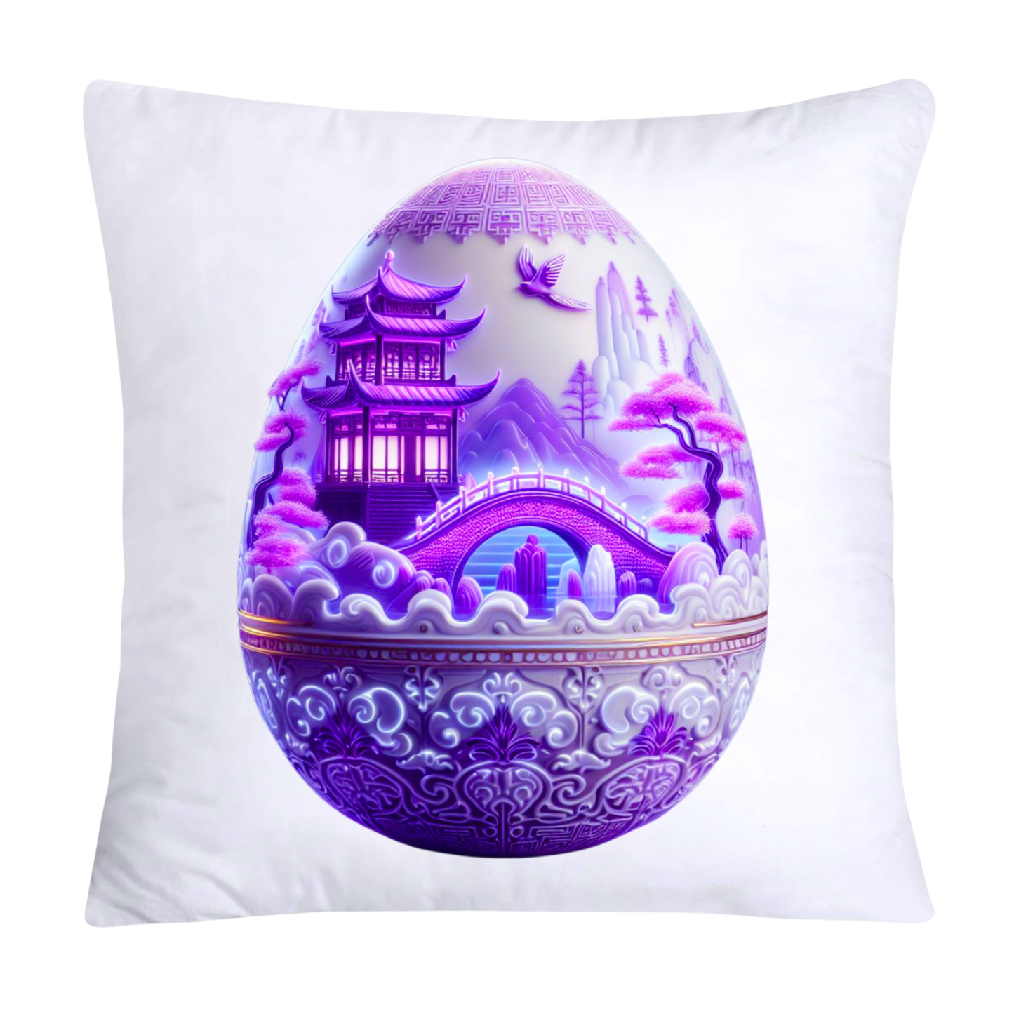 Purple Willow Egg Chinoiserie Throw Pillow Covers 18x18-1013