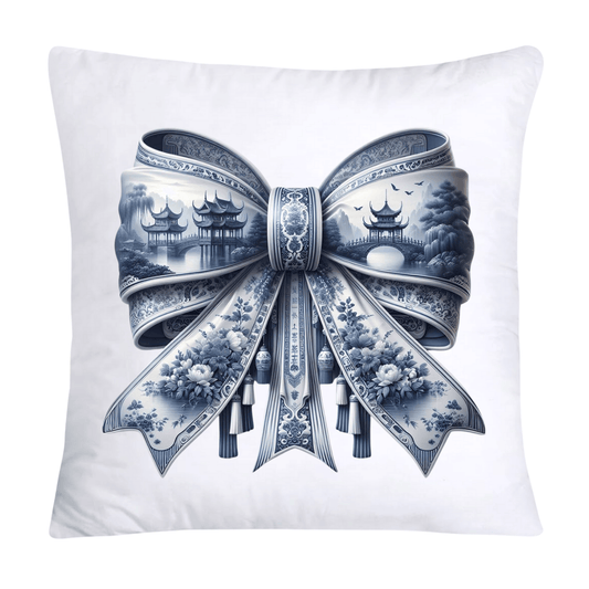 Blue Willow Classic Chinoiserie Bow Pillow Covers 18x18-4752