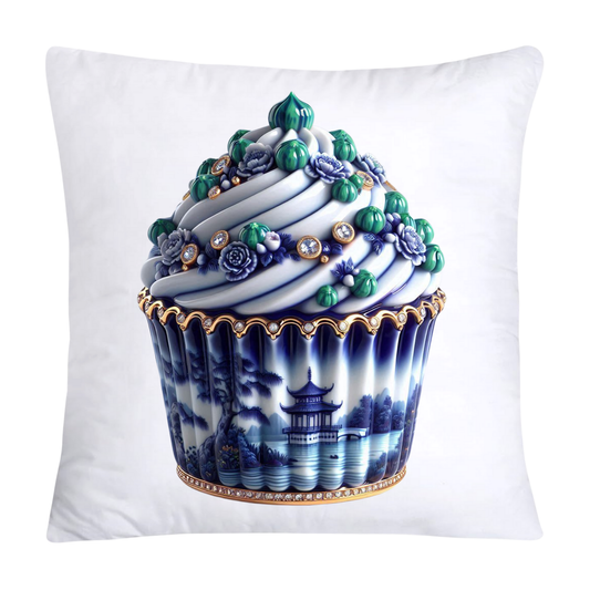 Blue Willow Chinoiserie Cupcake Throw Pillow Covers 18X18-2527