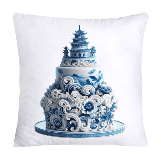 Blue Willow Chinoiserie Stunning Cake Throw Pillow Covers-6107