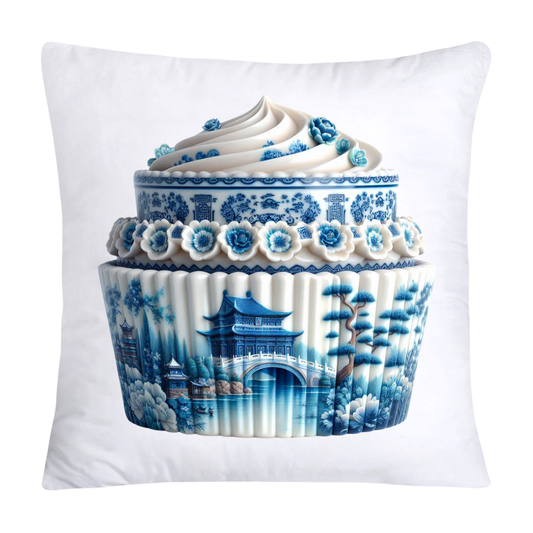 Blue Willow Chinoiserie Cupcake Throw Pillow Covers 18X18-240