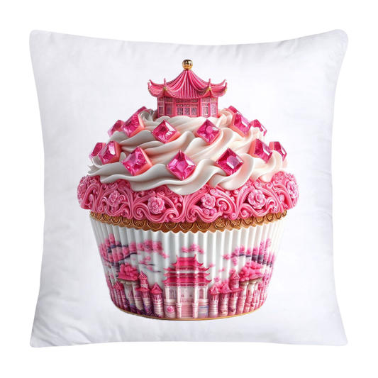 Pink Willow Chinoiserie Decorative Cupcake Throw Pillow Cover 18x18-2445