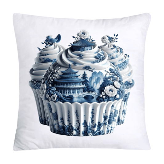 Blue Willow Chinoiserie Cupcake Throw Pillow Covers 18X18-239