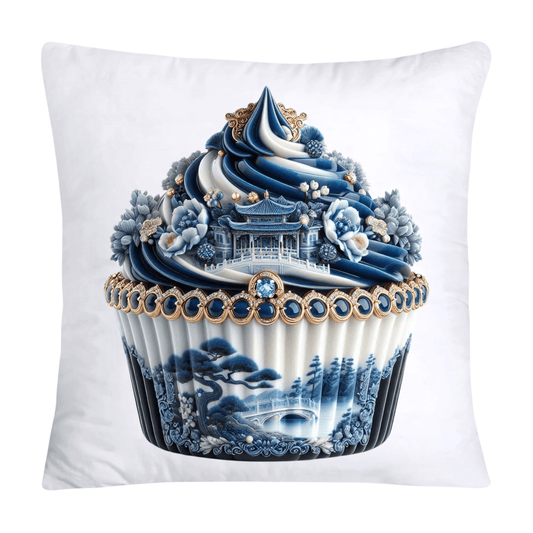 Blue Willow Chinoiserie Cupcake Throw Pillow Covers 18X18-139