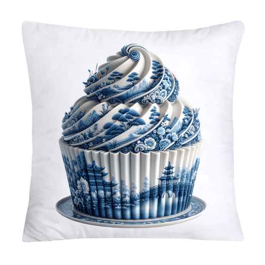Blue Willow Chinoiserie Cupcake Throw Pillow Covers 18X18-1096