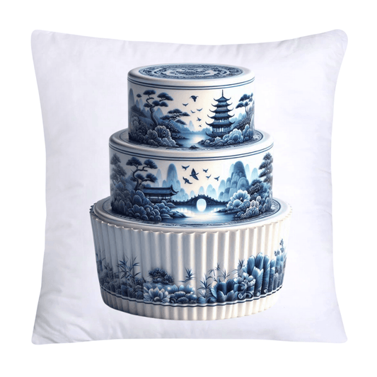 Blue Willow Sweet Cake 18x18 Pillow Covers-4861