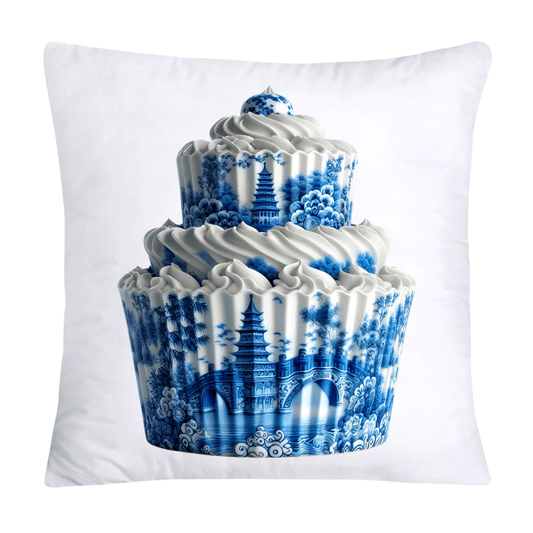 Blue Willow Chinoiserie Cupcake Throw Pillow Covers 18X18-1350