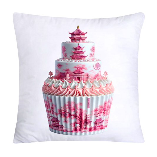 Pink Willow Chinoiserie Decorative Cupcake Throw Pillow Cover 18x18-2440