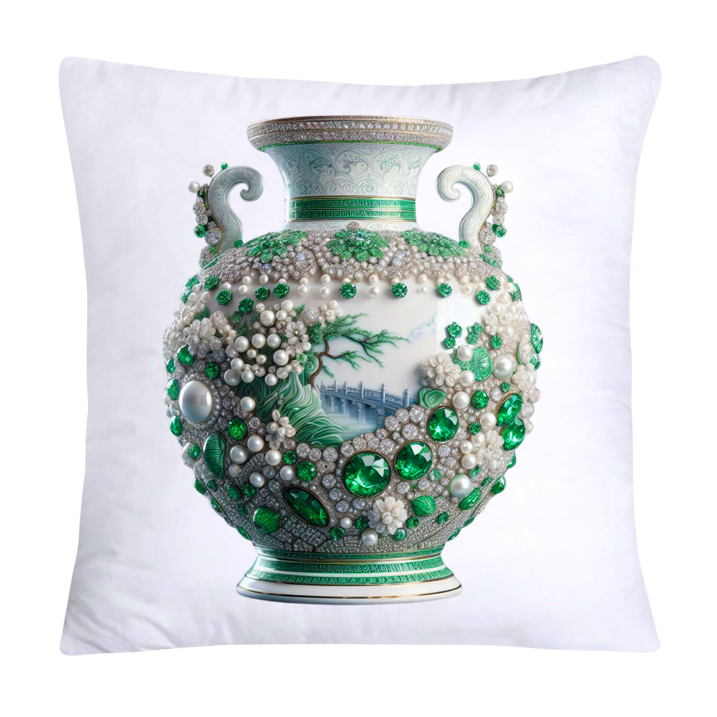 Green Willow Vase Classic Flare Throw Pillow Covers-5243