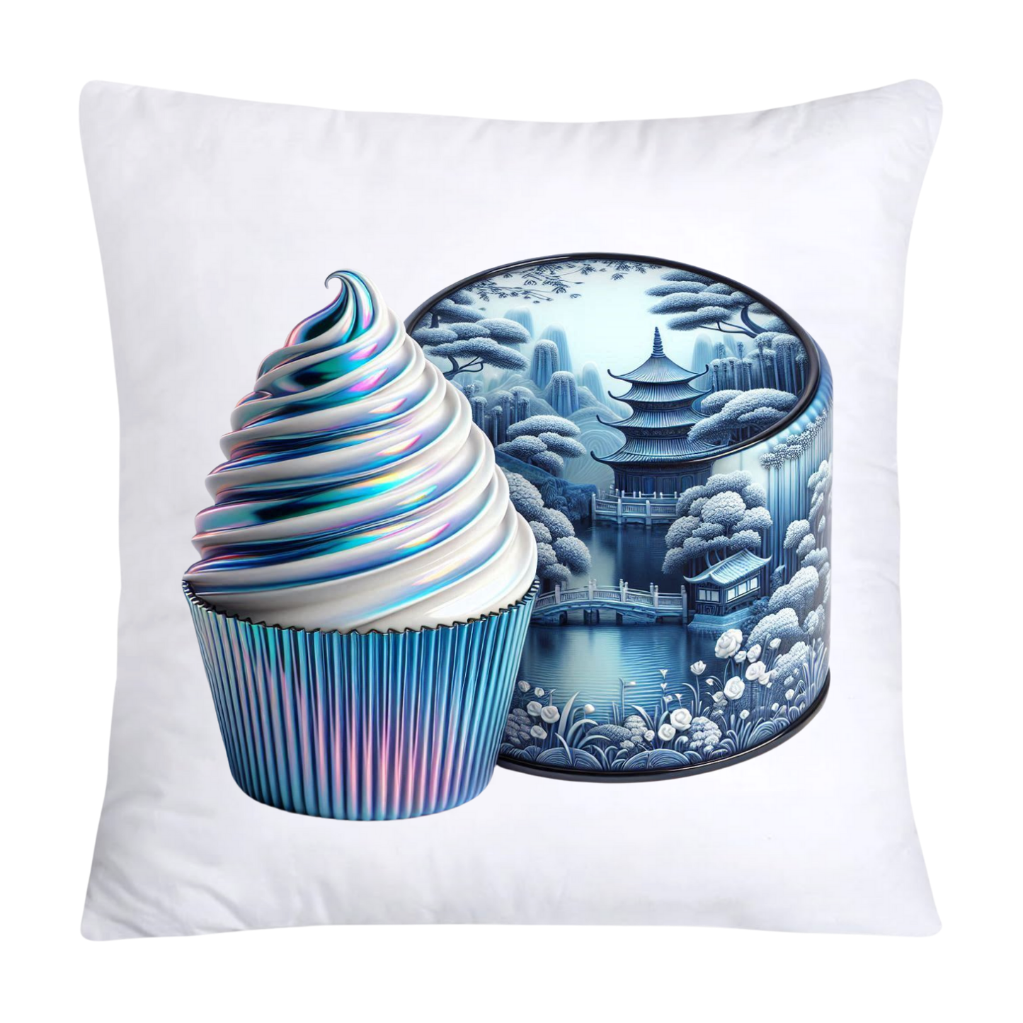 Blue Willow Chinoiserie Cupcake Throw Pillow Covers 18X18-30