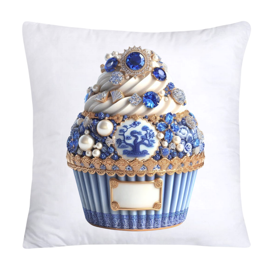 Blue Willow Chinoiserie Cupcake Throw Pillow Covers 18X18-3502