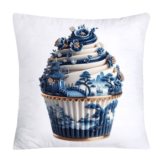 Blue Willow Chinoiserie Cupcake Throw Pillow Covers 18X18-36