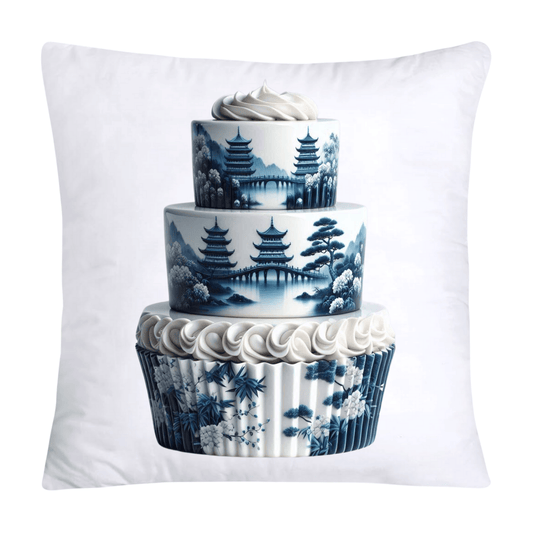 Blue Willow Chinoiserie Cupcake Throw Pillow Covers 18X18-1109