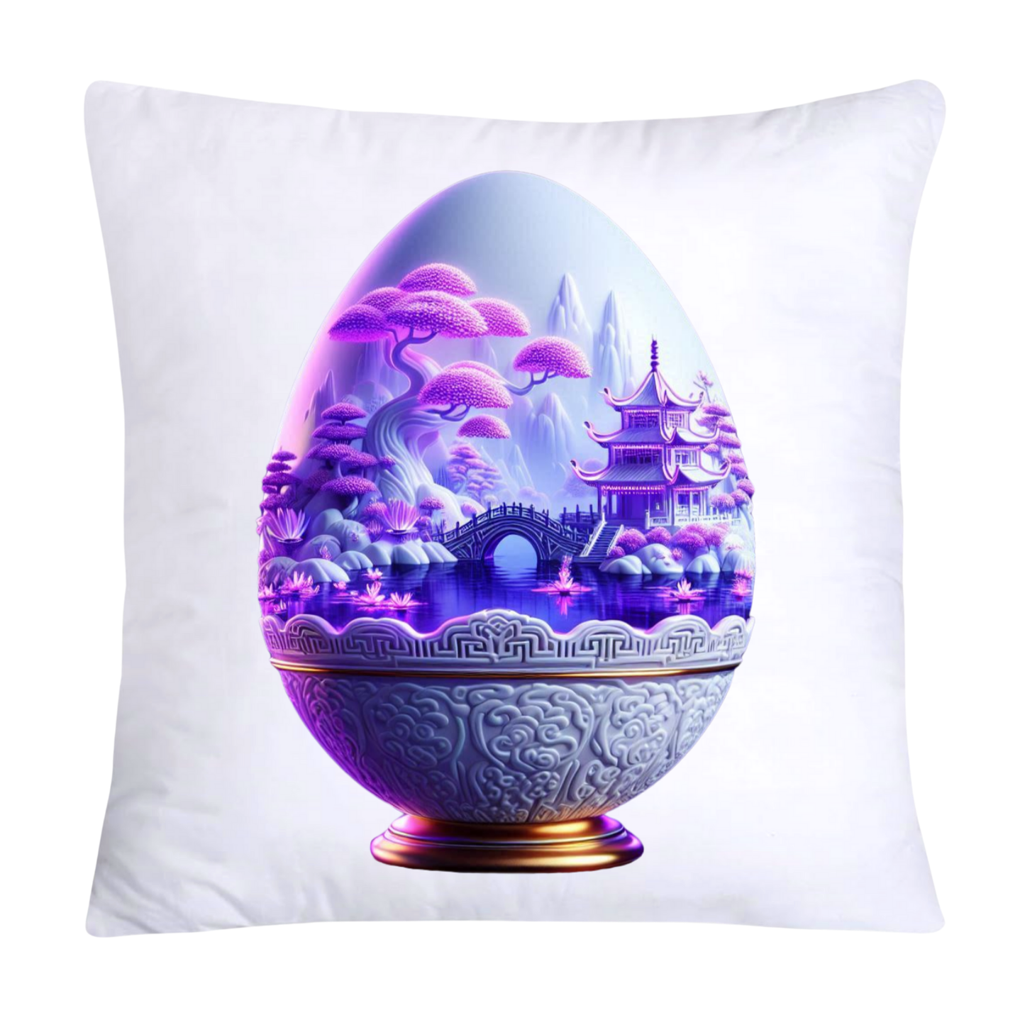 Purple Willow Egg Chinoiserie Throw Pillow Covers 18x18-983