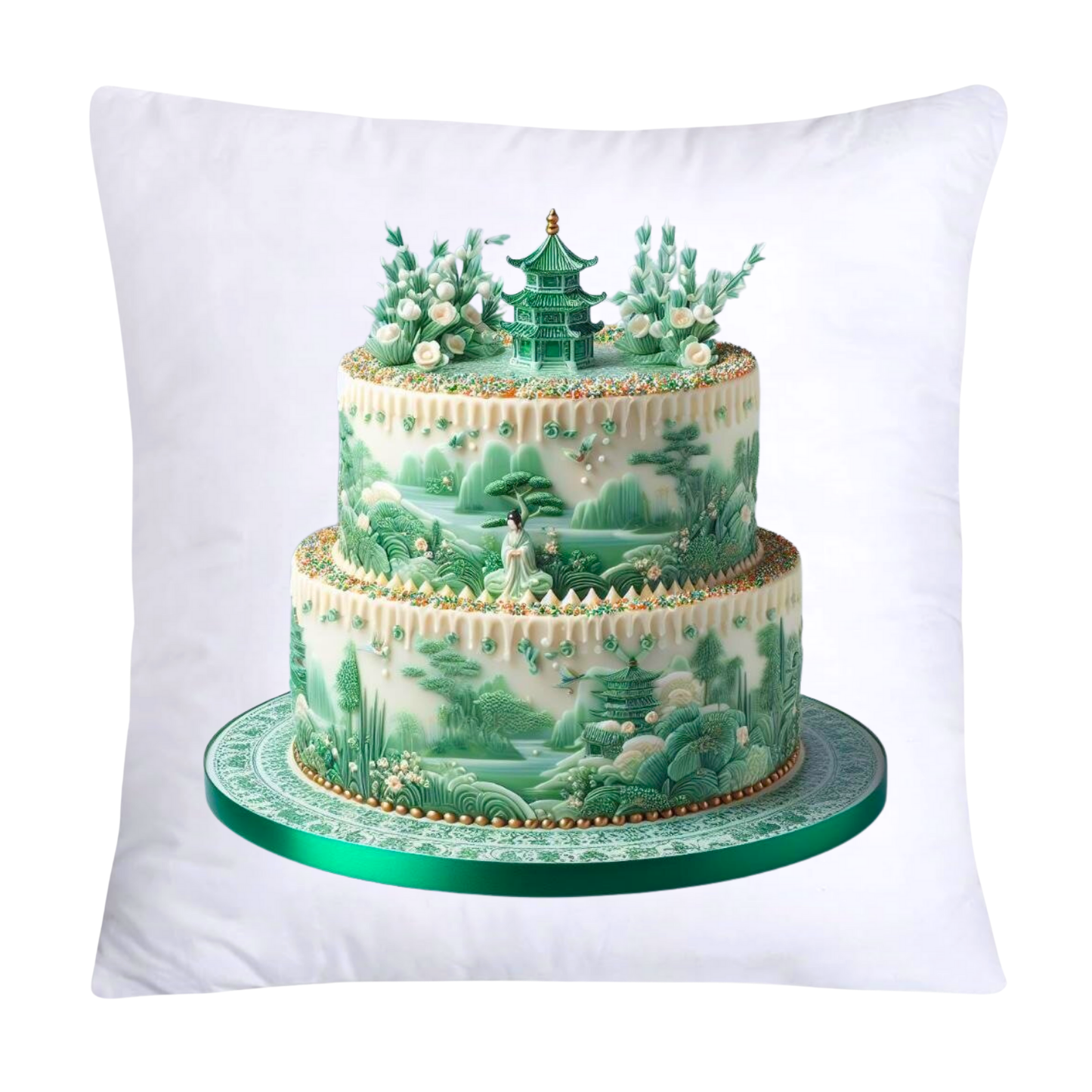 Green Willow Stunning Cake Throw Pillow Covers-6087