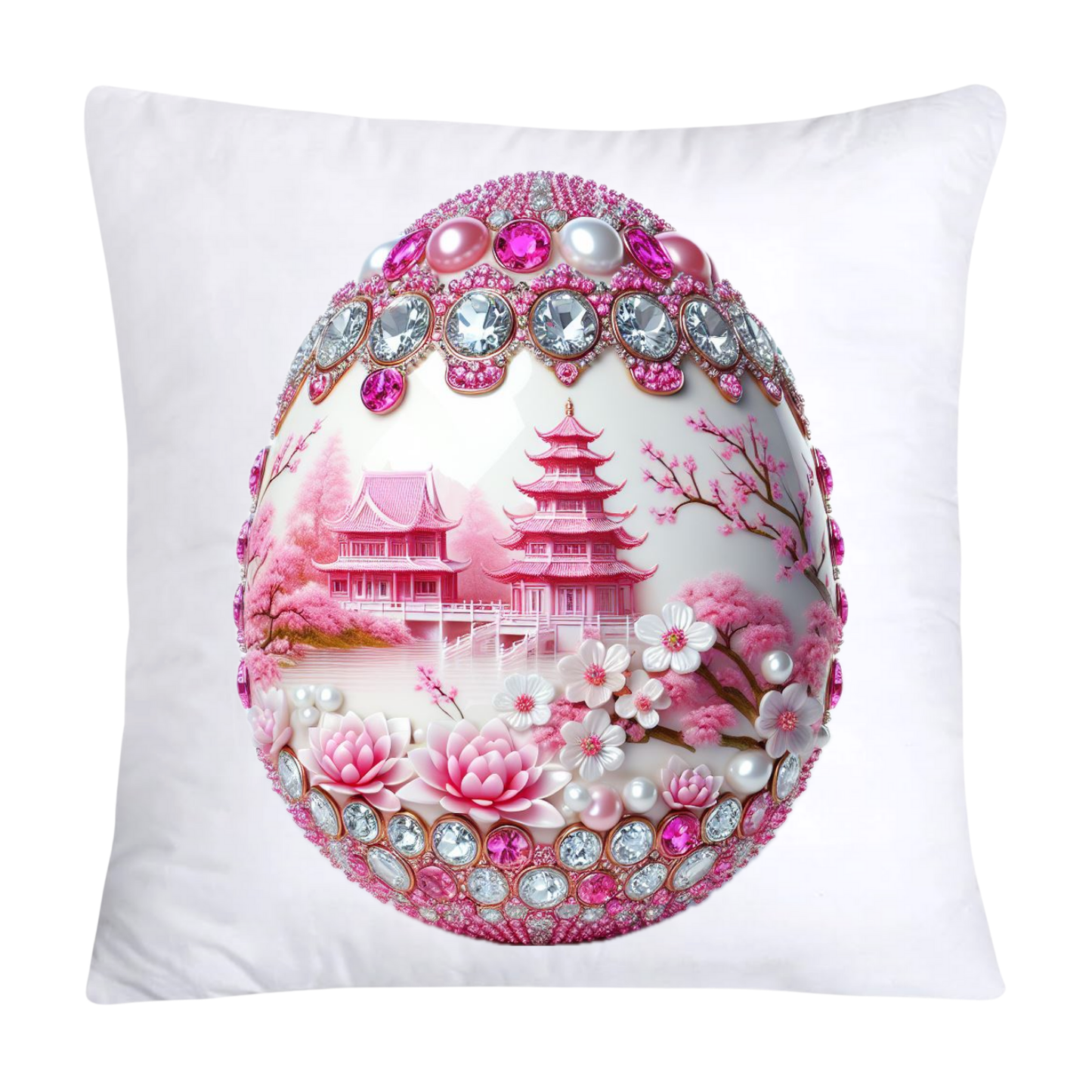 Pink and White Willow Egg Pillow Covers Vintage Inspired-2462