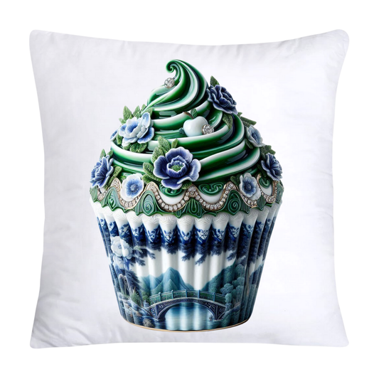 Blue Willow Chinoiserie Cupcake Throw Pillow Covers 18X18-2526