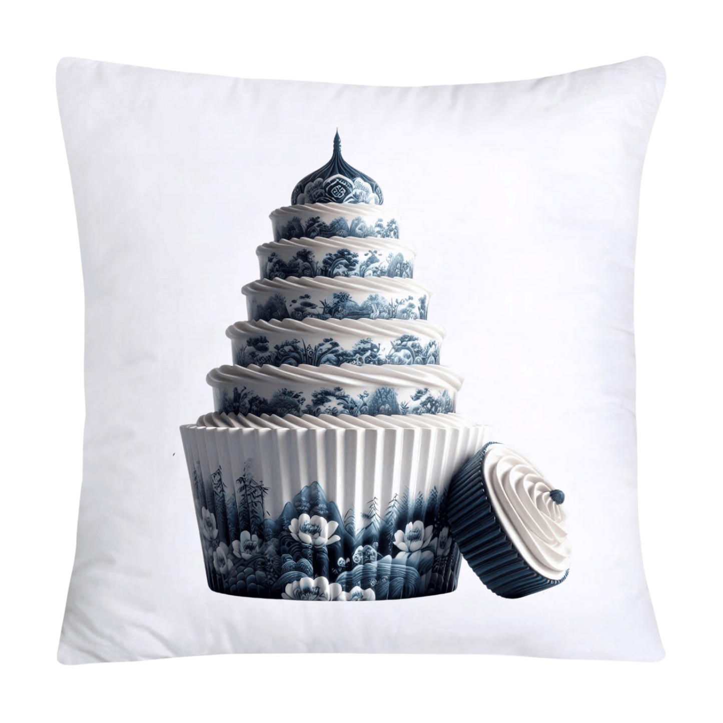 Blue Willow Chinoiserie Cupcake Throw Pillow Covers 18X18-223