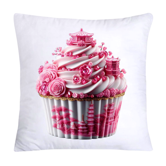 Pink Willow Chinoiserie Decorative Cupcake Throw Pillow Cover 18x18-2435