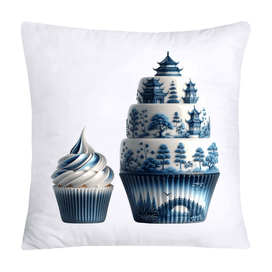 Blue Willow Chinoiserie Cupcake Throw Pillow Covers 18X18-226