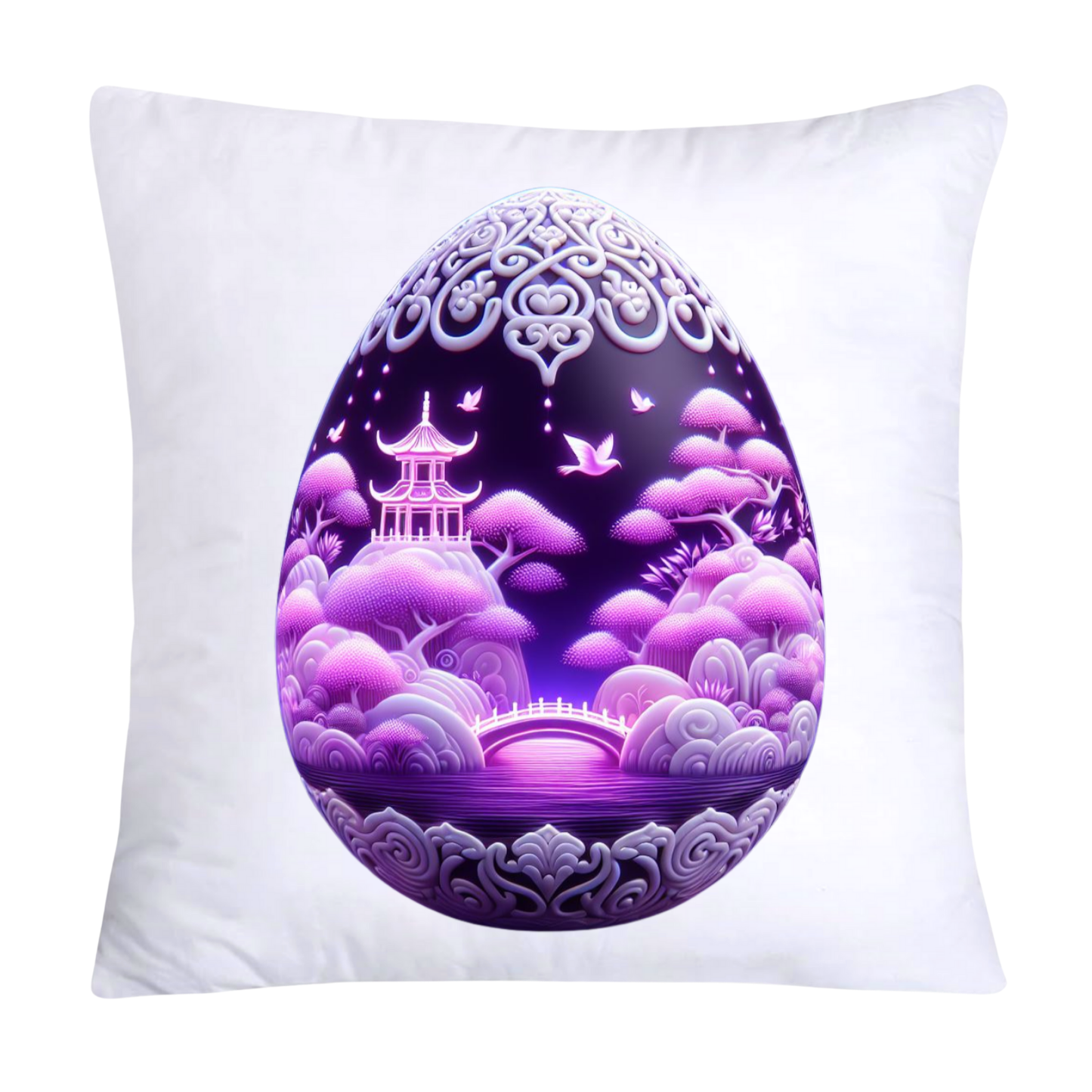 Purple Willow Egg Chinoiserie Throw Pillow Covers 18x18-1006