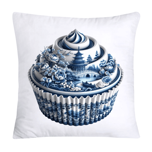Blue Willow Chinoiserie Cupcake Throw Pillow Covers 18X18-3506