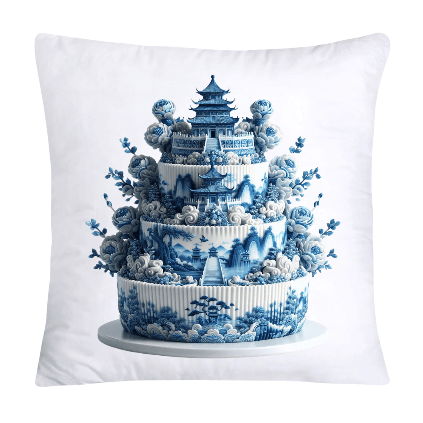 Blue Willow Sweet Cake 18x18 Pillow Covers-4878