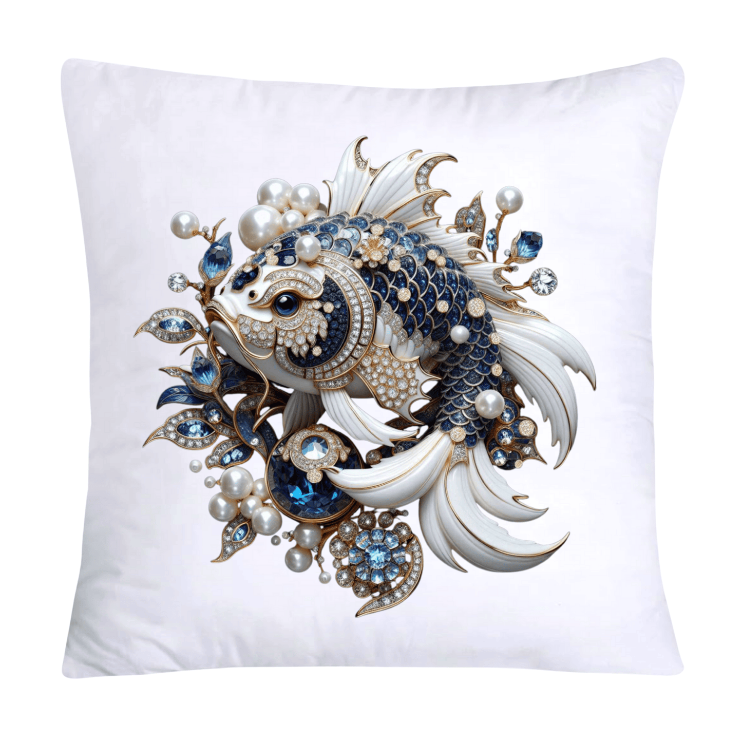 Blue Willow Chinese Koi Fish Pillow Covers-5332