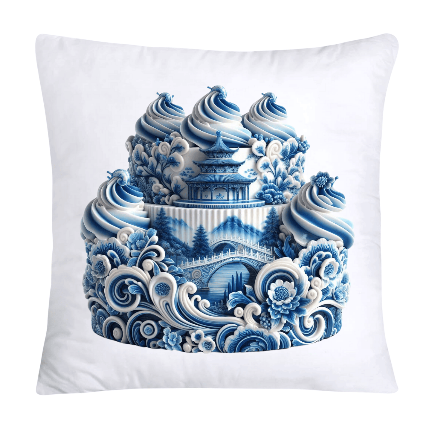 Blue Willow Sweet Cake 18x18 Pillow Covers-4884