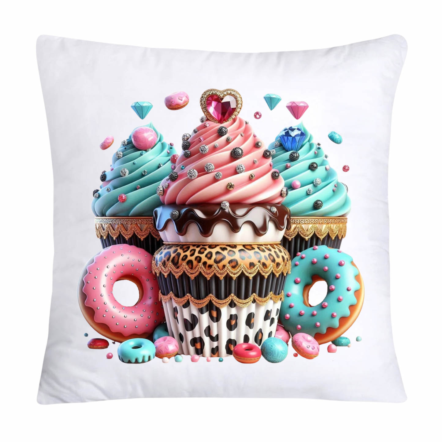 Wild Animal Print Cupcake Throw Pillow Covers 18X18-3763