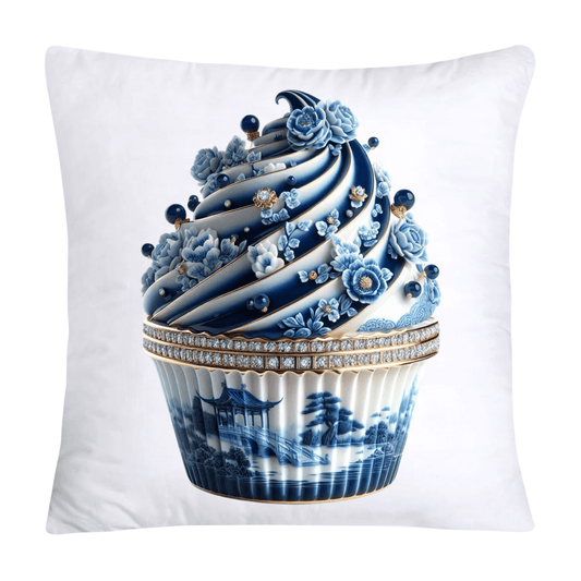 Blue Willow Chinoiserie Cupcake Throw Pillow Covers 18X18-57