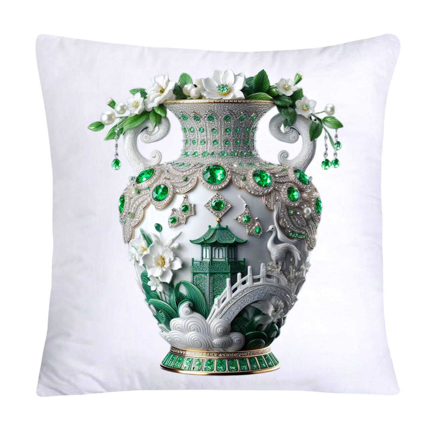 Green Willow Vase Classic Flare Throw Pillow Covers-2474