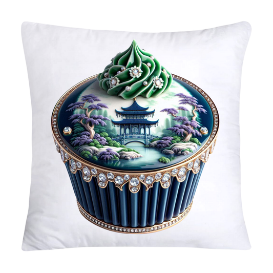 Blue Willow Chinoiserie Cupcake Throw Pillow Covers 18X18-2520