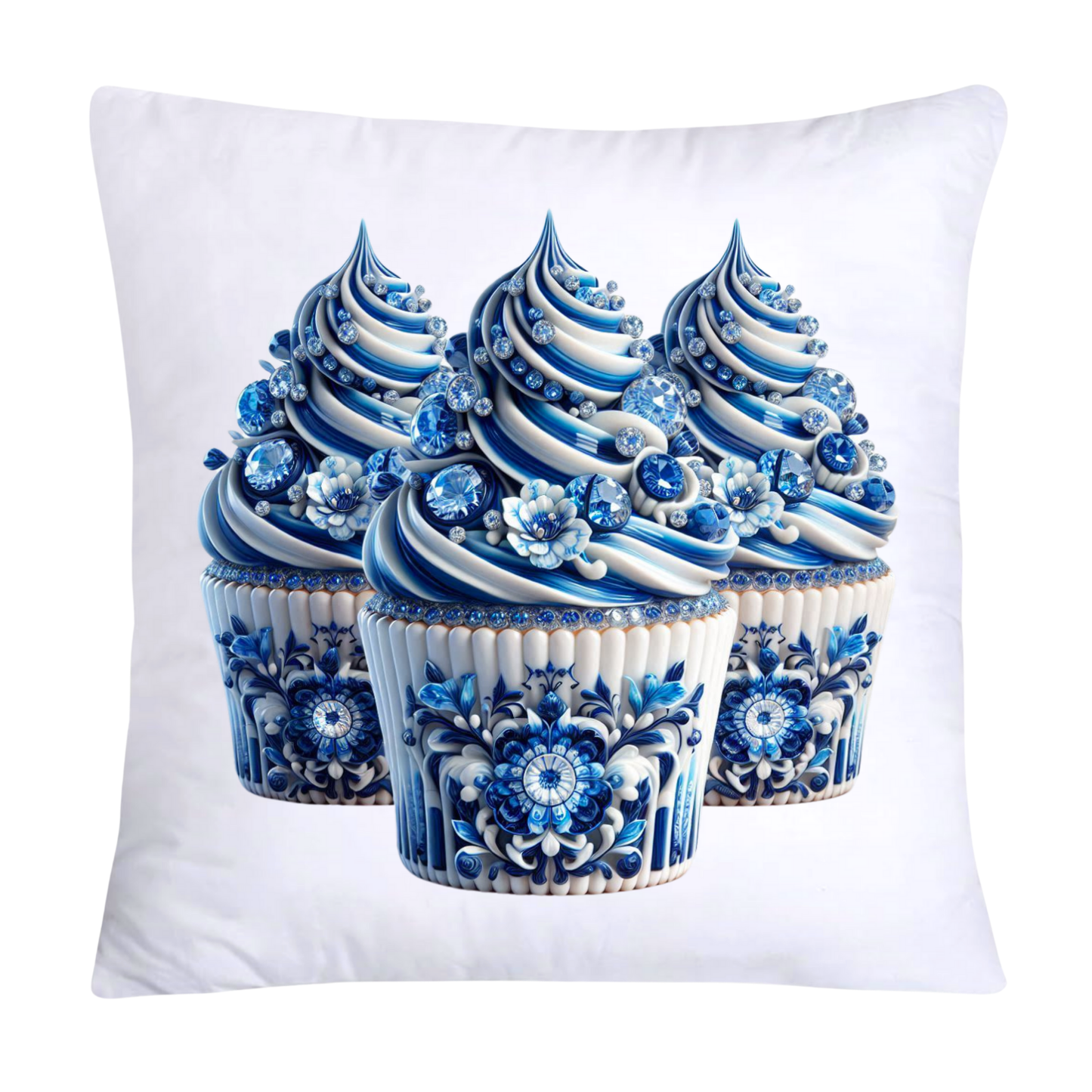 Blue Willow Chinoiserie Cupcake Throw Pillow Covers 18X18-464